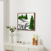 Serene Bear Metal & Moss Wall Art