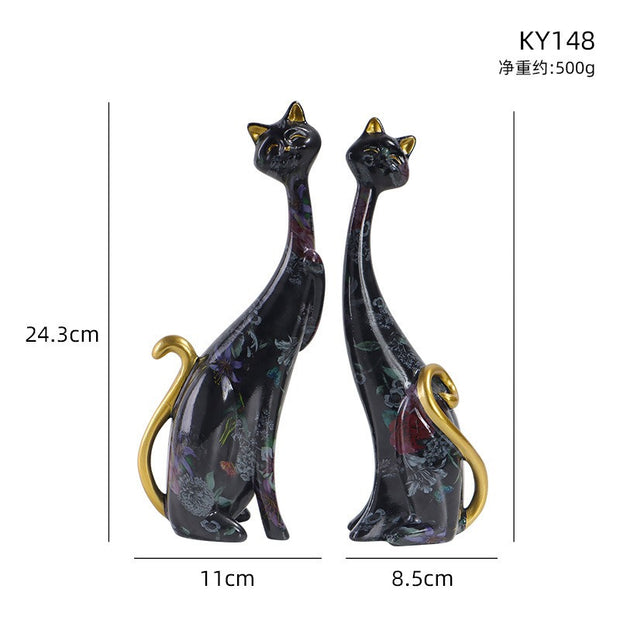 European Inspired Cat Couple Resin Craft