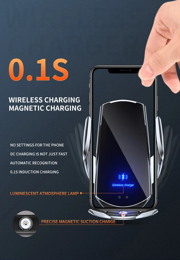 Automatic 30W Car Wireless Charger for iPhone 15 14 13 12 11 Samsung S23 S22 S21 Magnetic USB Infrared Sensor Phone Holder Mount