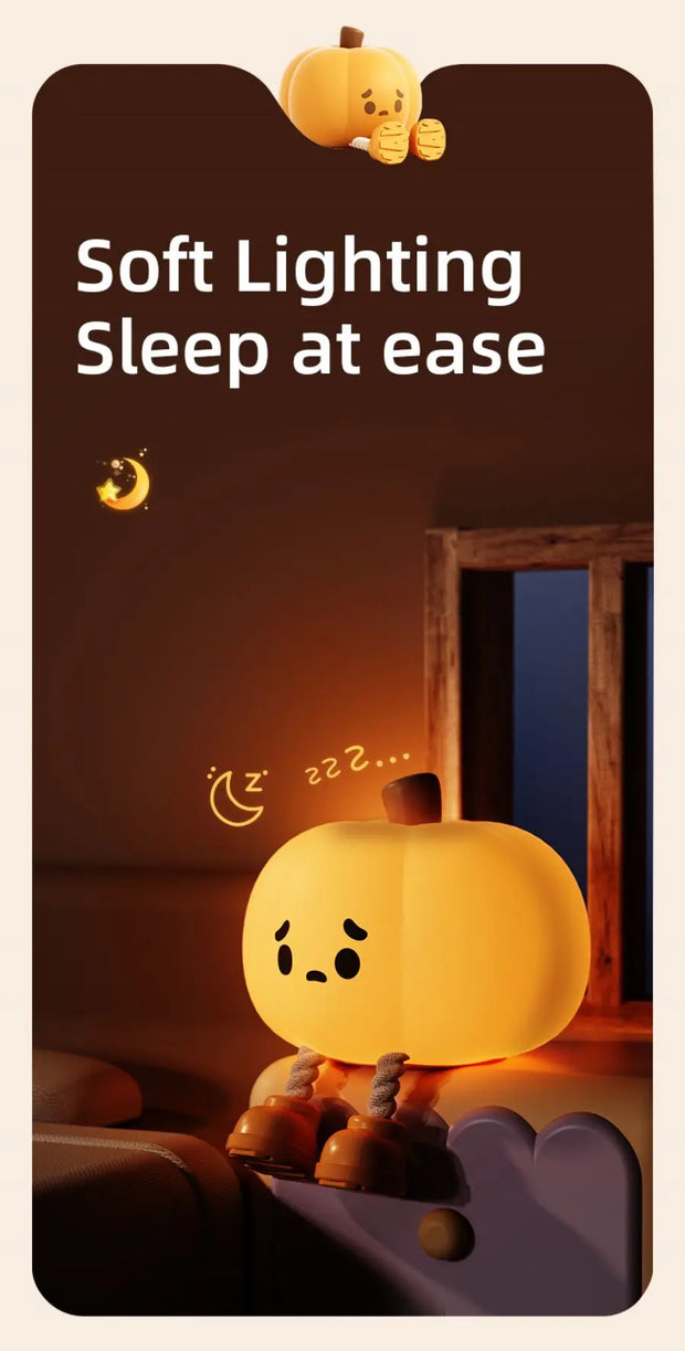 Halloween Pumpkin Night Lights Cute Soft Silicone Safe Lamp Decorations Timing Dimmable Bedside Decor Kids Baby Halloween Gifts