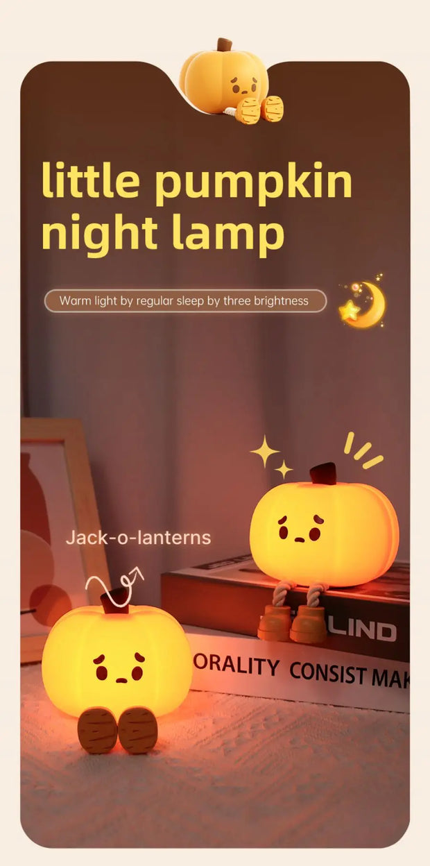 Halloween Pumpkin Night Lights Cute Soft Silicone Safe Lamp Decorations Timing Dimmable Bedside Decor Kids Baby Halloween Gifts