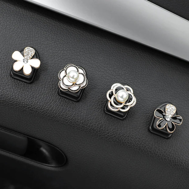 Creative Rhinestone Mini Car Hooks – Floral & Bowtie Styles for Seat Back Storage