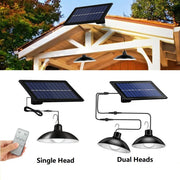 Single or Dual Head Solar Pendant Lights - Remote Controlled LED Lamps