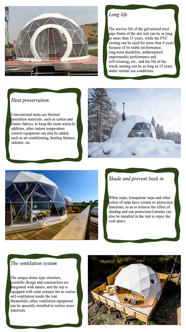 Geodesic Dome Manor greenhouse Tent Leisure Resort Vacation Outdoor Glamping Round Tent Transparent Starry Sky Luxury Hotel Dome