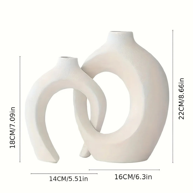 Hollow Nordic Modern Ceramic Vase Set - 2 Piece Modern Boho Home Decor