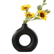 Nordic Circular Hollow Ceramic Donut Vase - Modern Home and Office Decor