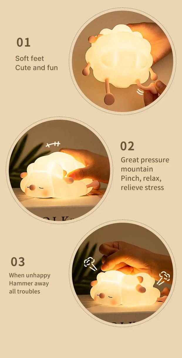 LED Night Lights for Kids - Cute Silicone Animal Lamps