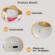 Cute Scarecrow Night Light With Touch Sensor USB Rechargeable 3 Levels Dimmable LED Sleeping Lamp For Children Bedroom Decor