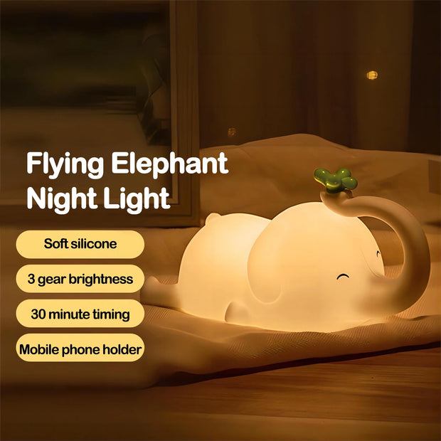 Cute Elephant Silicone Night Light for Kids | Dimmable LED Lamp with Timer | Baby Sleep Aid for Bedside & Nursery | Perfect Gift for Birthdays & Holidays