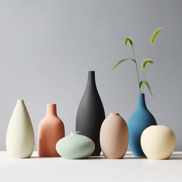 Matte Morandi Modern Ceramic Vase - Minimalist Decorative Pottery