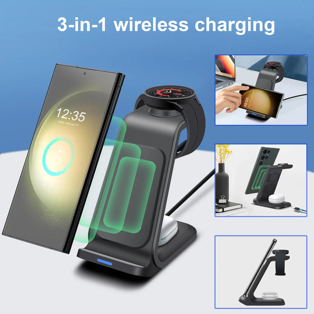 Wireless Charger 3 in 1 Fast Charging Dock Station