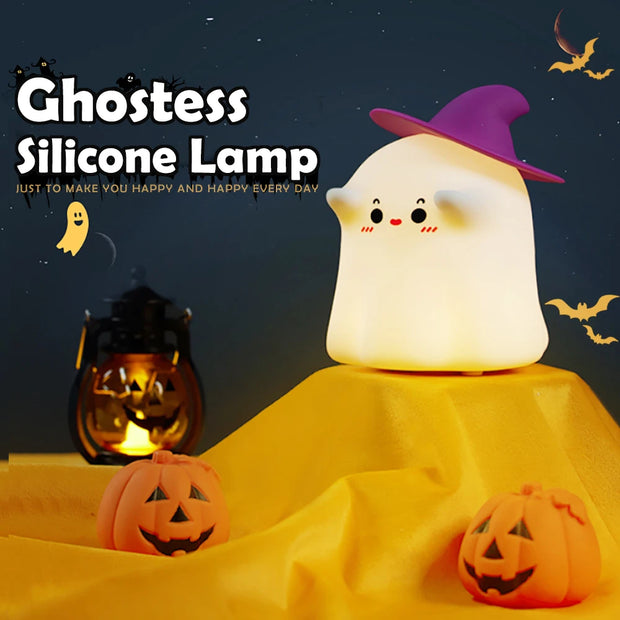 Funny Silicone Ghost Night Light Dimmable Rechargeable Nursery Nightlights Beside Touch Lamp for Kids Room Halloween Decor