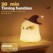 Funny Silicone Ghost Night Light Dimmable Rechargeable Nursery Nightlights Beside Touch Lamp for Kids Room Halloween Decor