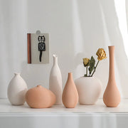 Pale White and Orange Ceramic Vase Collection