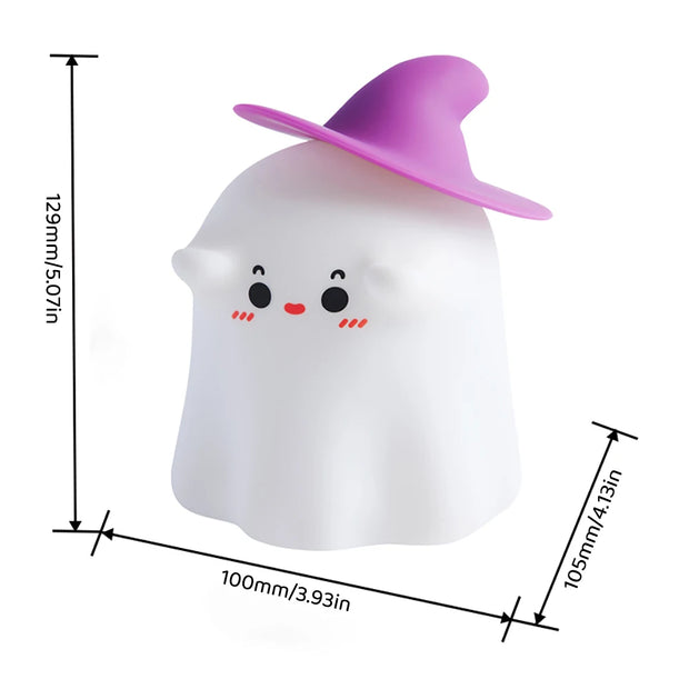 Funny Silicone Ghost Night Light Dimmable Rechargeable Nursery Nightlights Beside Touch Lamp for Kids Room Halloween Decor