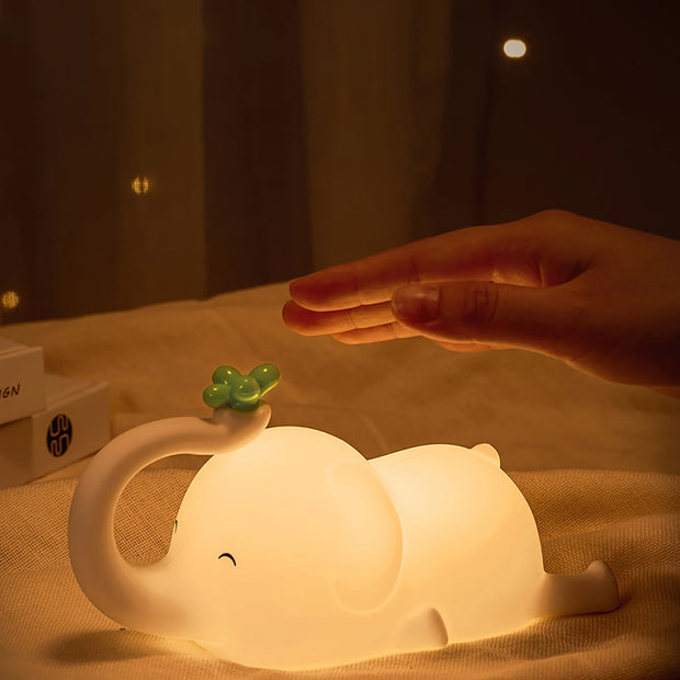 Cute Elephant Silicone Night Light for Kids | Dimmable LED Lamp with Timer | Baby Sleep Aid for Bedside & Nursery | Perfect Gift for Birthdays & Holidays