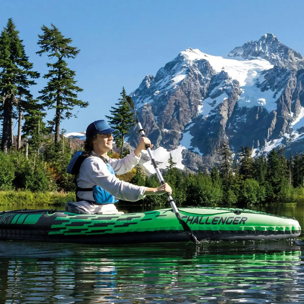 2 Person Inflatable Vinyl Kayak Set | Includes Seat, Paddle Hand Pump Storage Carry Bag for Lakes and Rivers