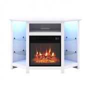 Fireplace Corner TV Stand with LED Lights and Smart APP Control for TVs up to 50"