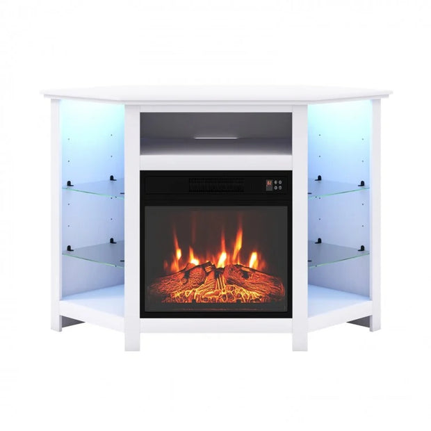 Fireplace Corner TV Stand with LED Lights and Smart APP Control for TVs up to 50"