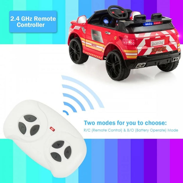 Red Firetruck Electric Ride-On Car with Remote Control