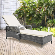 Wicker Chaise Lounge Chair with Adjustable Backrest