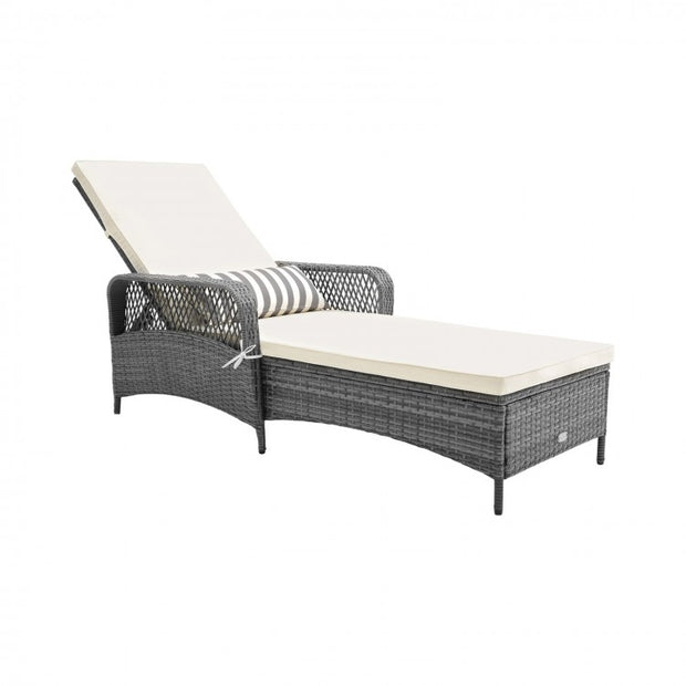 Wicker Chaise Lounge Chair with Adjustable Backrest