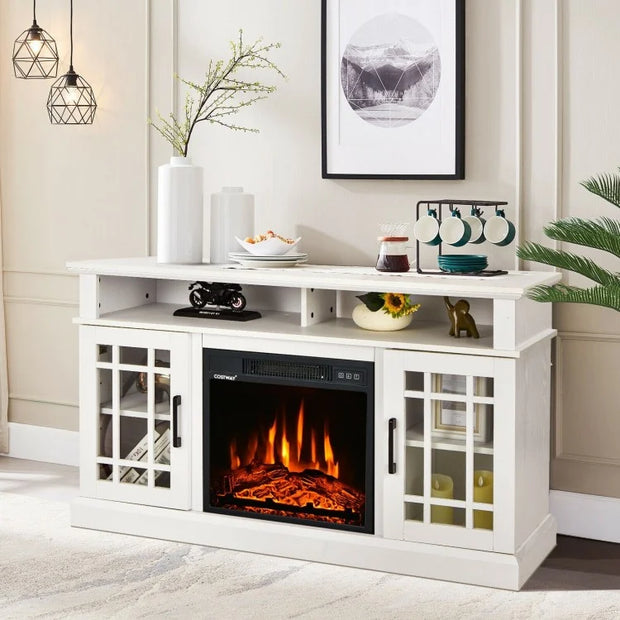 Electric Fireplace TV Stand with Cabinets for TVs Up to 55"