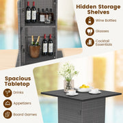 5-Piece Wicker Patio Bar Set with Hidden Storage