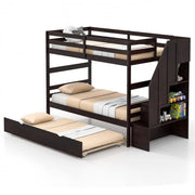 3-in-1 Bunk Bed with Guard Rail and 4-Step Storage Stairs