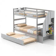 3-in-1 Bunk Bed with Guard Rail and 4-Step Storage Stairs