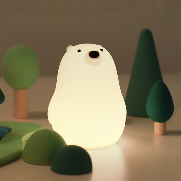 Little White Bear Silicone Pat Night LED USB Charging