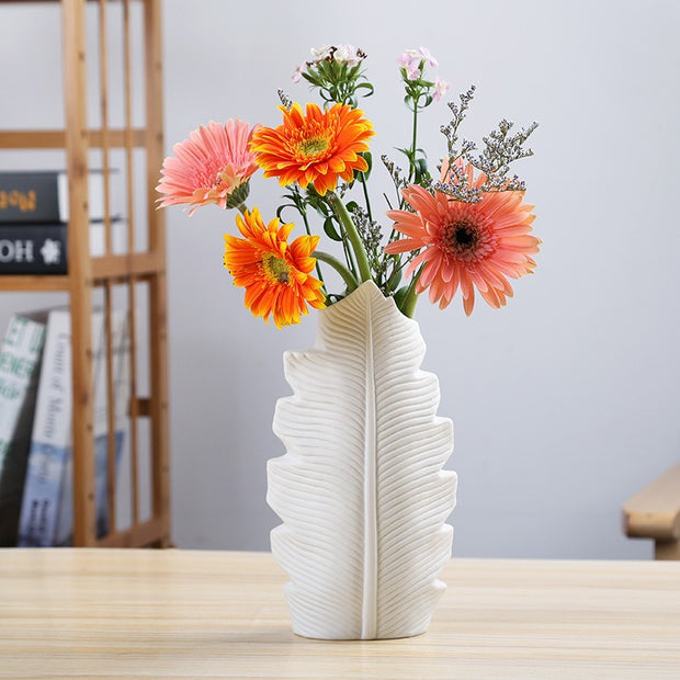 Scandinavian Leaf Ceramic Vase