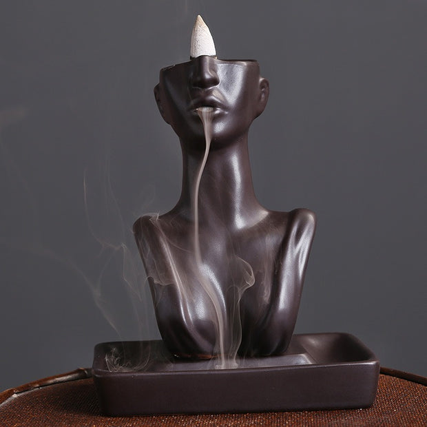 Ceramic Beauty Statue Backflow Incense Burner