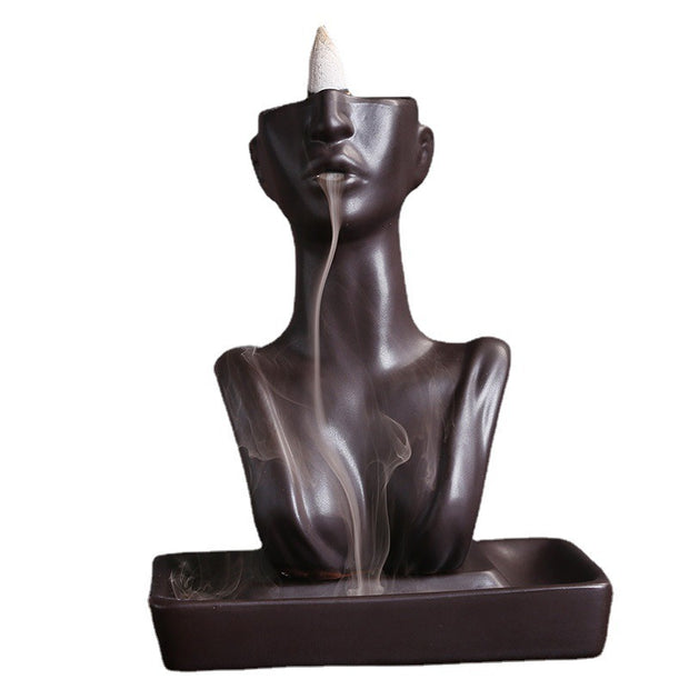 Ceramic Beauty Statue Backflow Incense Burner