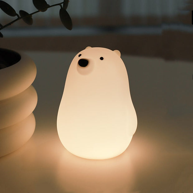 Little White Bear Silicone Pat Night LED USB Charging