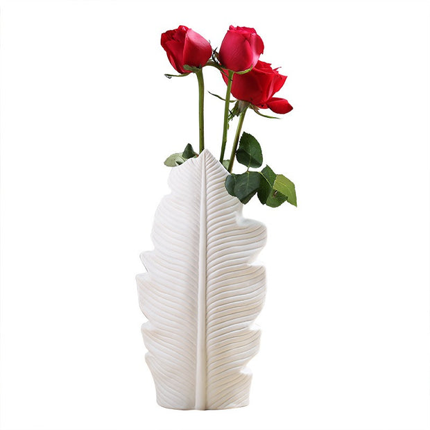 Scandinavian Leaf Ceramic Vase