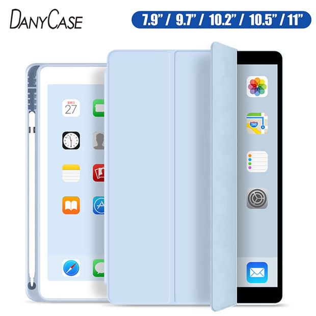 Case For 2020 iPad 10.2 8th 2018 2017 9.7 Mini 5 2021 Pro 11 10.5 Air 3 4 Smart Cover With Pencil Holder iPad 5th 6th Generation