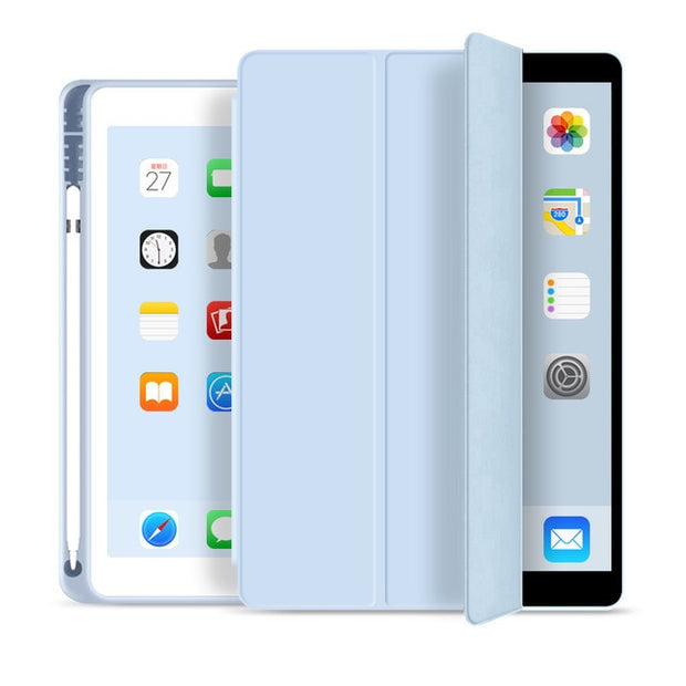 Case For 2020 iPad 10.2 8th 2018 2017 9.7 Mini 5 2021 Pro 11 10.5 Air 3 4 Smart Cover With Pencil Holder iPad 5th 6th Generation