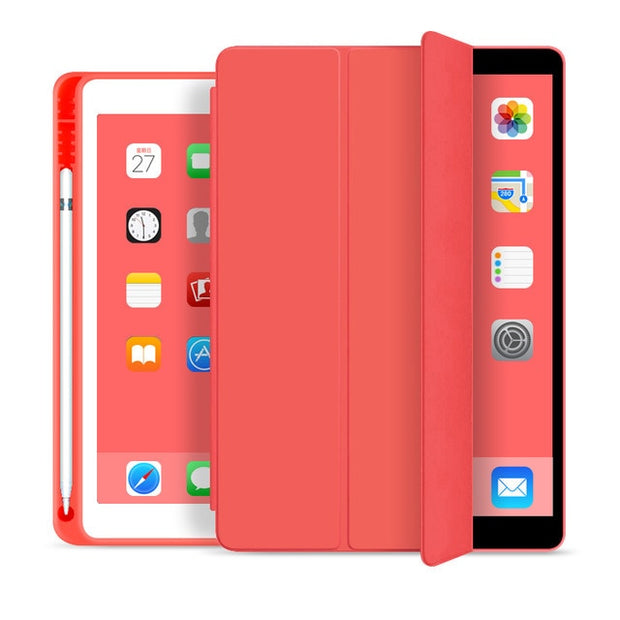 Case For 2020 iPad 10.2 8th 2018 2017 9.7 Mini 5 2021 Pro 11 10.5 Air 3 4 Smart Cover With Pencil Holder iPad 5th 6th Generation